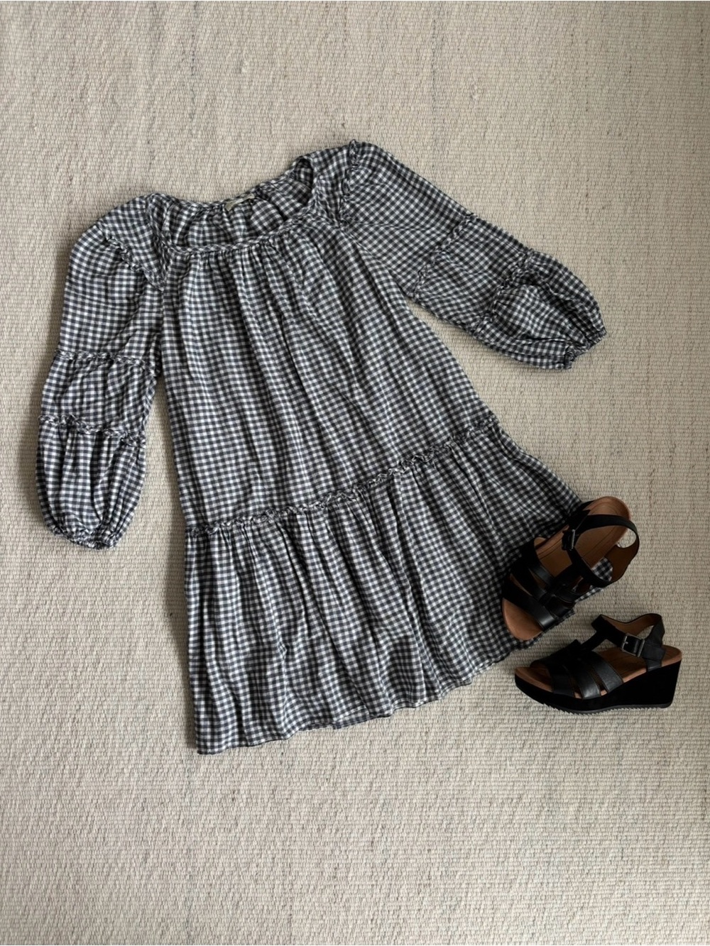 | Max Studio | Navy & White Gingham Cottagecore Dress Women’s size XS